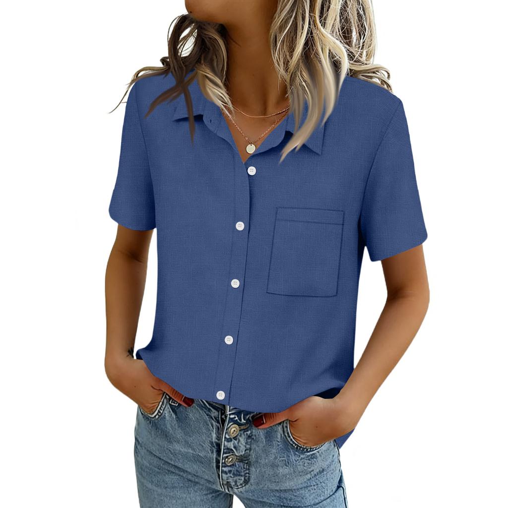Women Blouses Short Sleeve Button Down Shirts Business Casual Dressy Work Tops Summer Spring Clothes