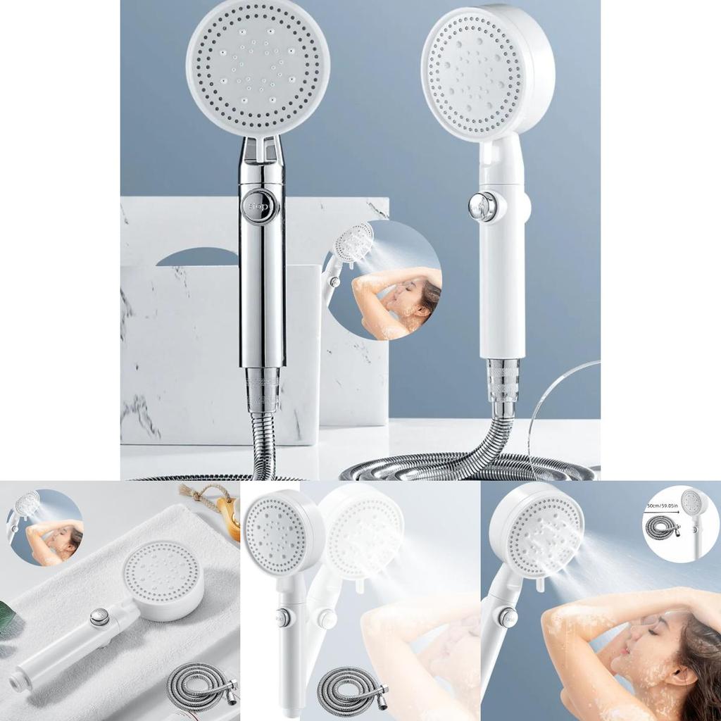 Abs Handheld Showerhead With Powerful Water Pressure And Five Spray Modes For Bathroom