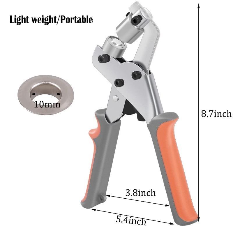 New Grommet Tool Kit Handheld Hole Punch Pliers Portable Grommet Hand Press Machine Manual Puncher W/ Silver Grommets of 10mm