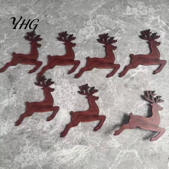 Layered Wooden Christmas Landscape 7Pcs Silhouette Lights with Warm Backlight, LED Reindeer 3D for Home Santa Sleigh Wall Decoration, Seasonal
