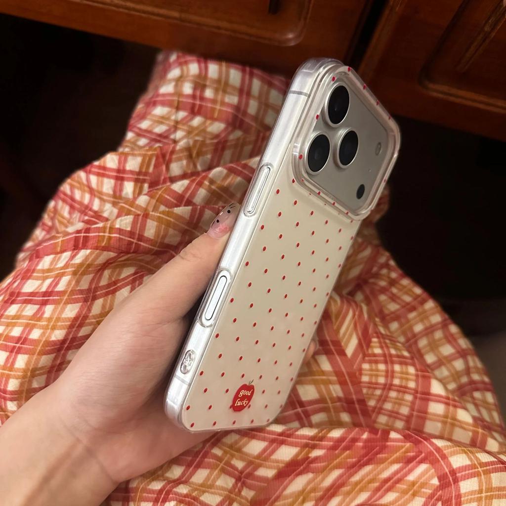 ins full screen red polka dots suitable for Apple 17Promax mobile phone case IP16/15 large hole IMD14Pro women's model