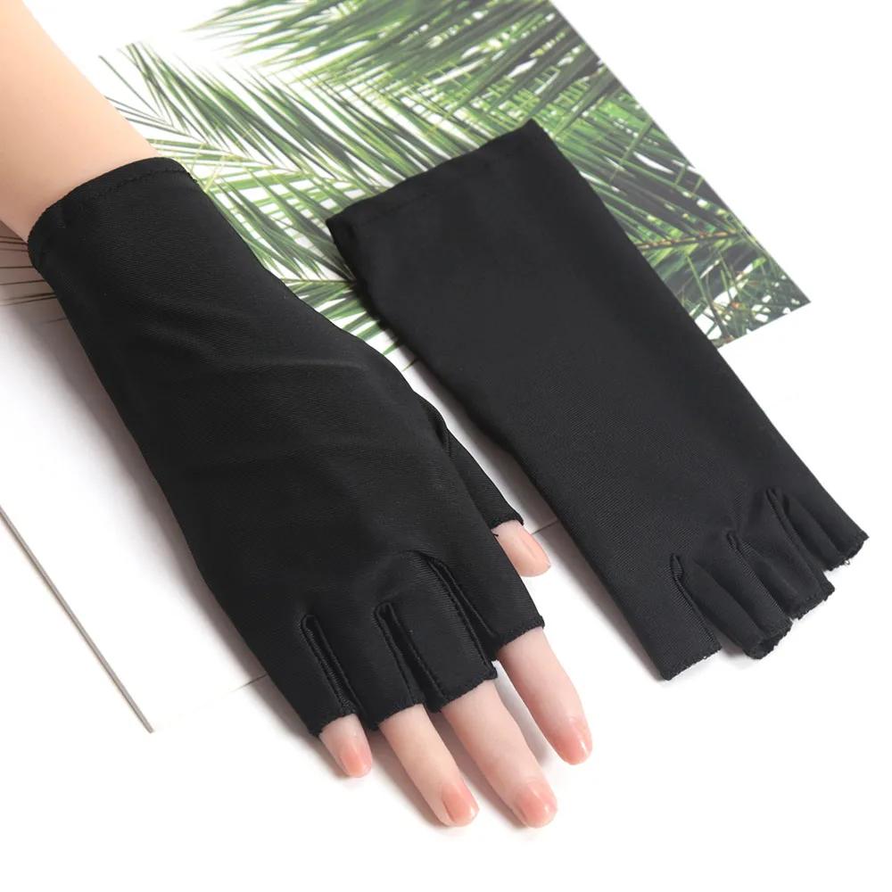 

1Pair Sunscreen Protection Fingerless Gloves Women Arm Cool Summer Breathable Thin Mittens Half Finger Sleeves Black White Beige One Size