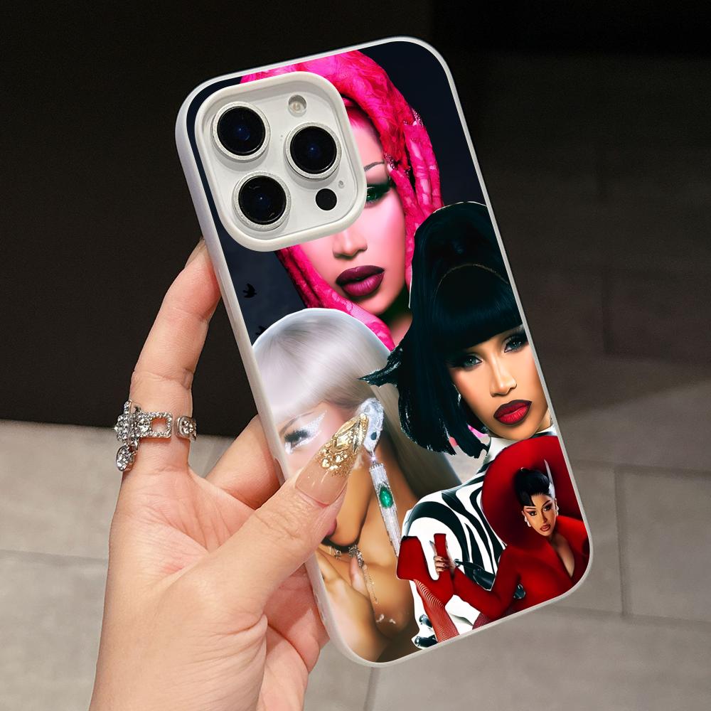 

Cardi B Jelly Double layer White Mobile Phone Case for iPhone 17 16 15 14 13 12 11 Air Pro Max Plus Protective iPhone17
