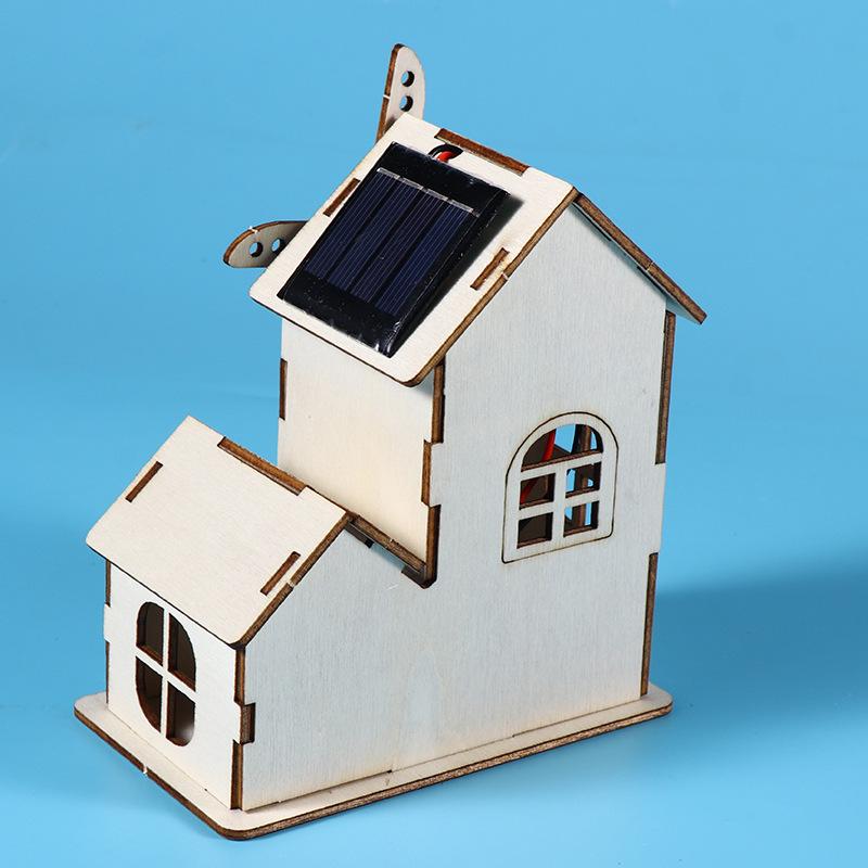 DIY Solar & Wind Turbine Kit: Wooden House Science Experiment for Electricity