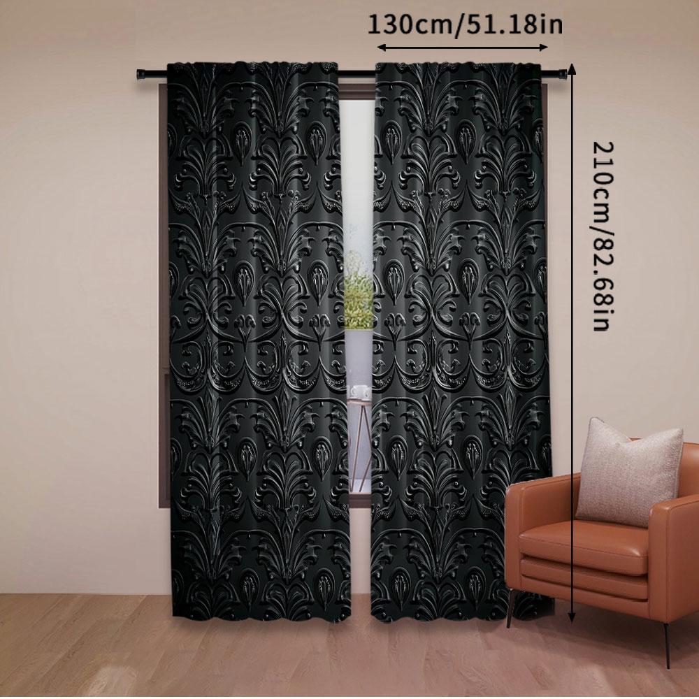 2 ks Vintage závěsy Starožitný barokní vzor s jemným stínem Gotický viktoriánský styl Pro ložnici koupelnu obývací pokoj jídelnu