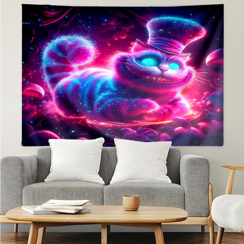 1PC Magic Cat Fantasy Art K-pop Music Group Tapestry Accessories for Bedroom,Livingroom, Dormitory Room Wall Decor Fan Birthday Gifts