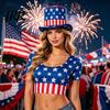 Retro Style Top Hat American Flag Hat, Uncle Costume for 4th of July, Bald Eagle Red White Blue Patriotic Party Decoration Adults, Independence