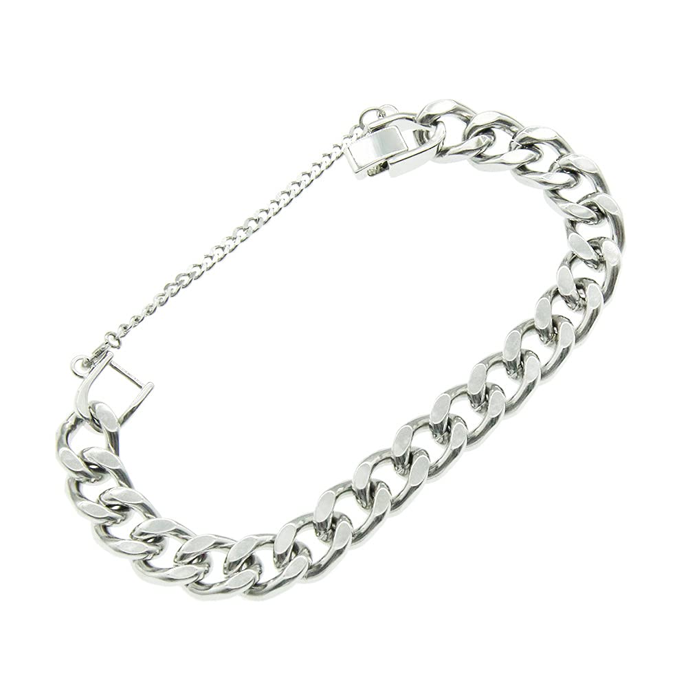 Rockyu Stainless Steel Bracelet with Silver and 18K Gold Plated Curb Stylish Thick 10mm Hip Hop Accessory Men's Chain, Bracelet, Chain, Wide,