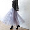 Gonna in Tulle Vintage Donna Vita Alta Elastica Gonne in Rete Lunga Pieghettata Gonna Tutù Femminile Jupe Longue