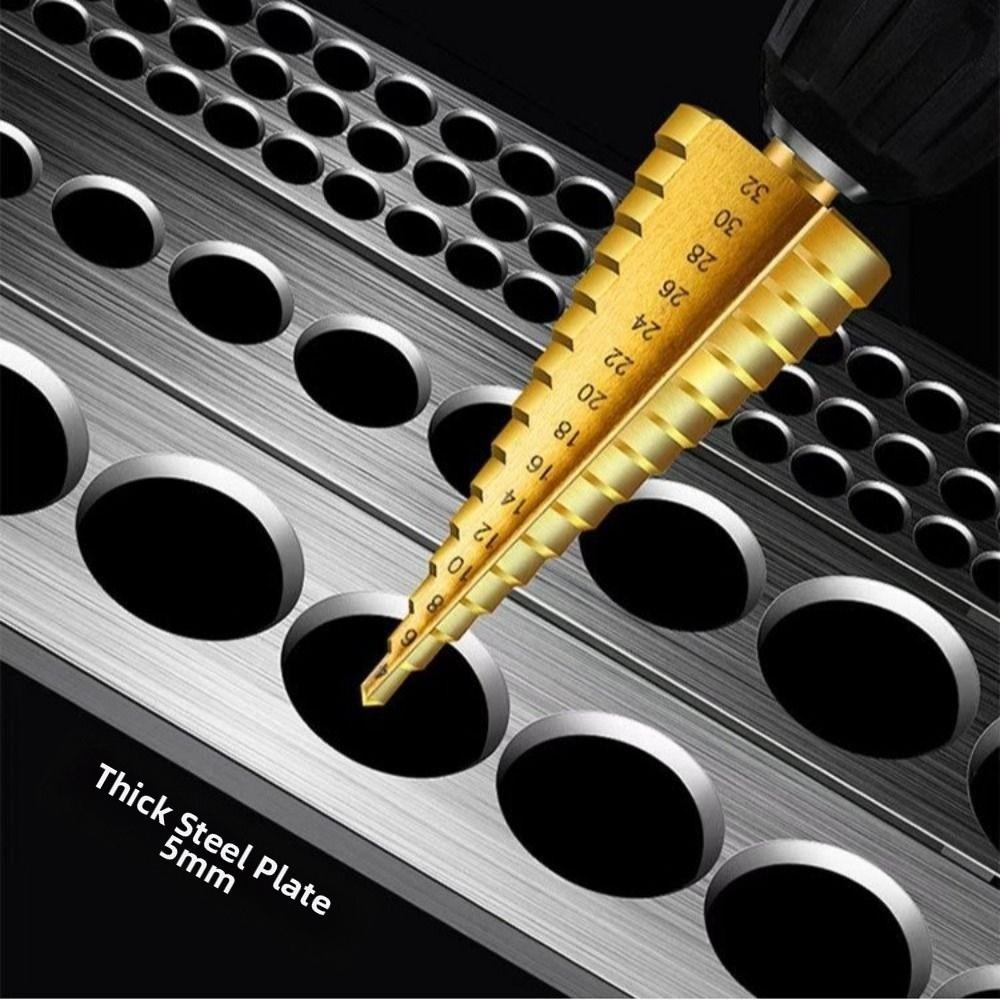 6/7Pcs 4-12mm 4-20mm 4-32mm Step Drill Bit Set Anti Rust Quick Change Bits Set Wood Drilling