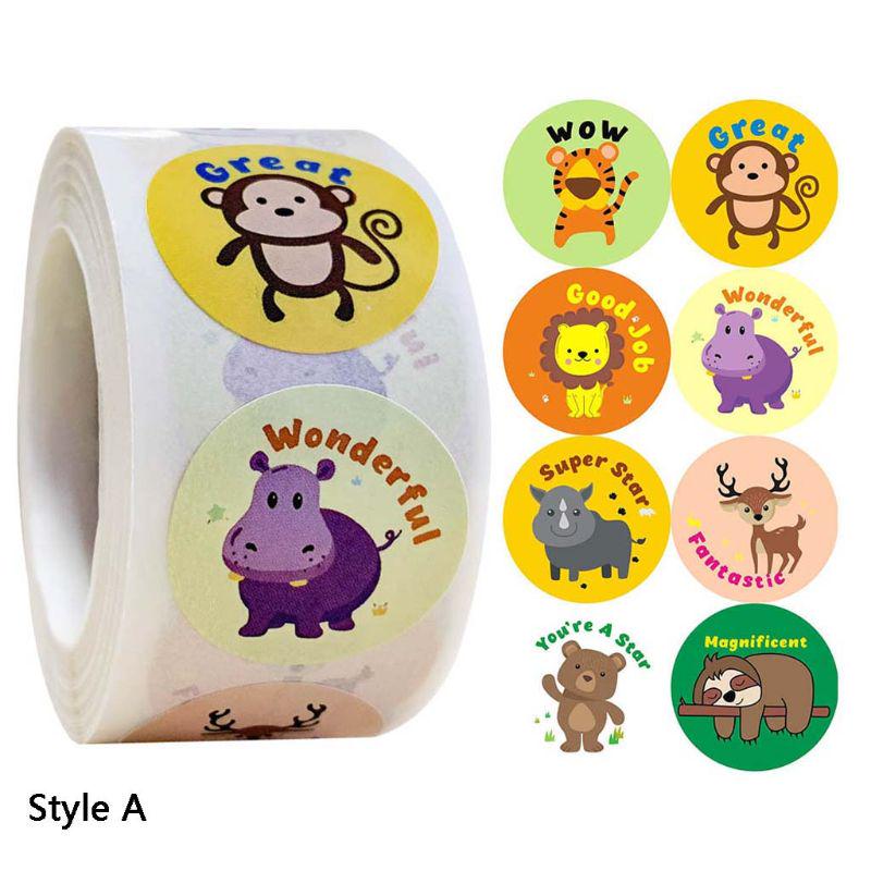 500 Pezzi/Rotolo Cartoon Animal Reward Stickers Diario Scrapbooking Insegnante Incentive Rtengtunn Labels Sticker B 500 Pezzi/Rotolo Cartoon Animal Reward Stickers Diario Scrapbooking Insegnante Incentive Rtengtunn Labels Sticker B