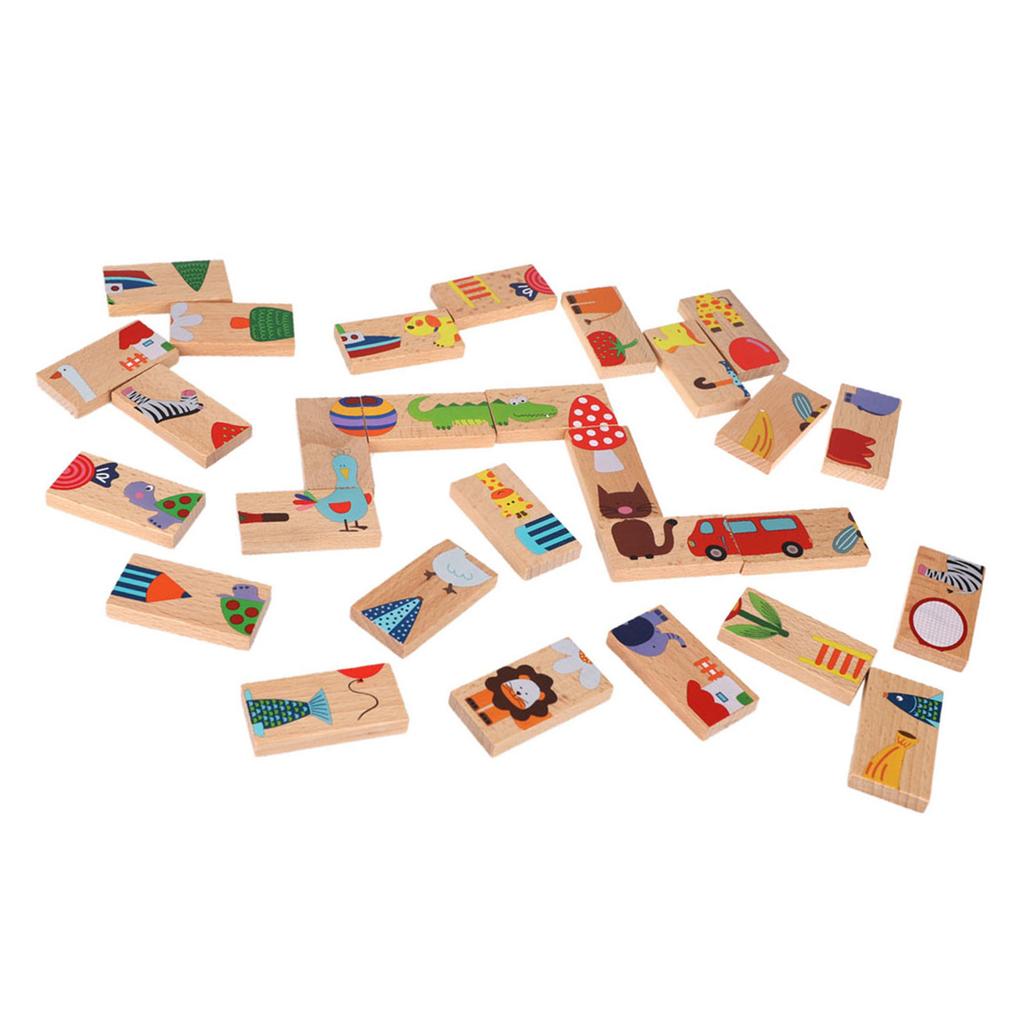 28pcs/set Animal Colored Building Blocks Set Wood Puzzle Educational Toy Baby Kids Games