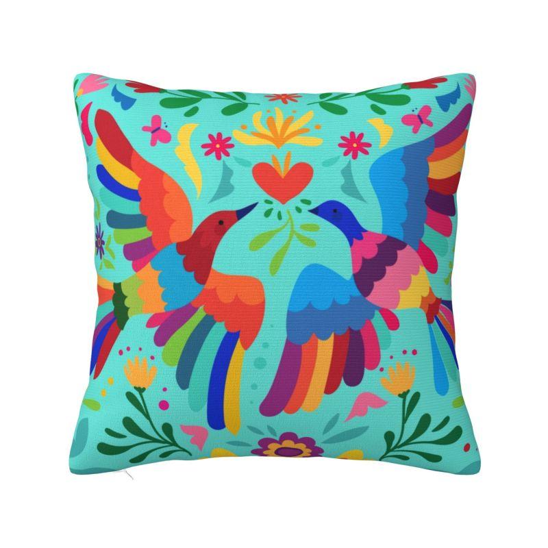 

Nordic Mexican Otomi Flowers Amate Sofa Cushion Cover Polyester Mexico Textile Throw Pillow Case Decoration 30x30cm 12x12in