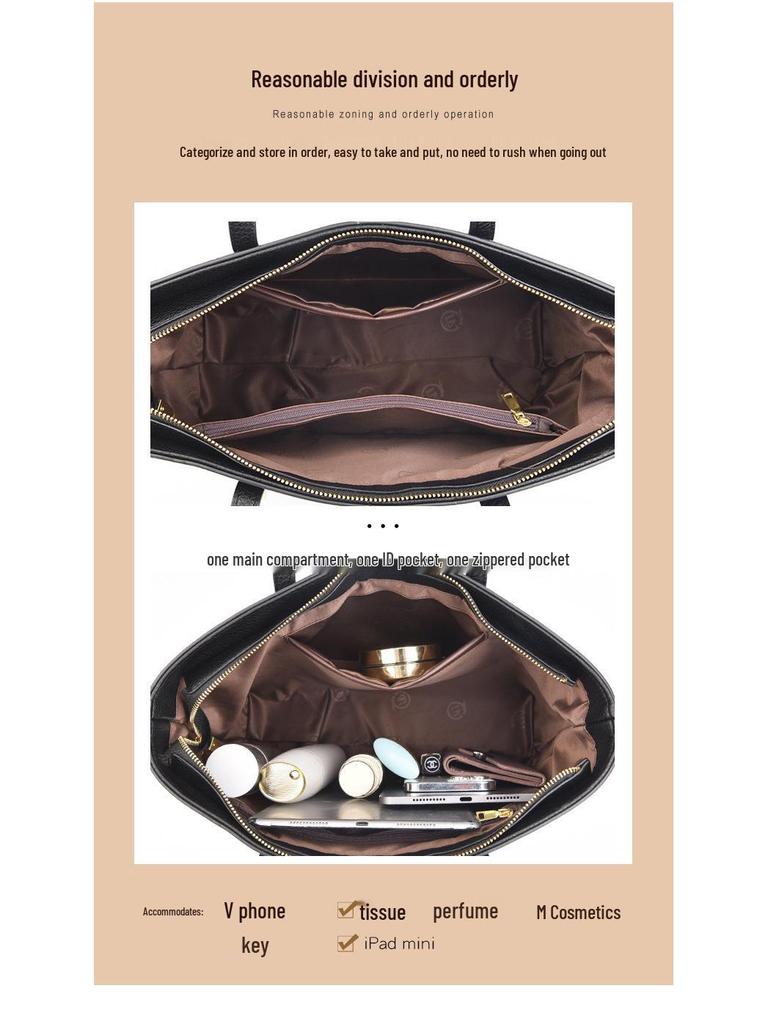 2025 Women's Large Capacity Tote Bag - High-End Fashion, Soft Leather, Single Shoulder