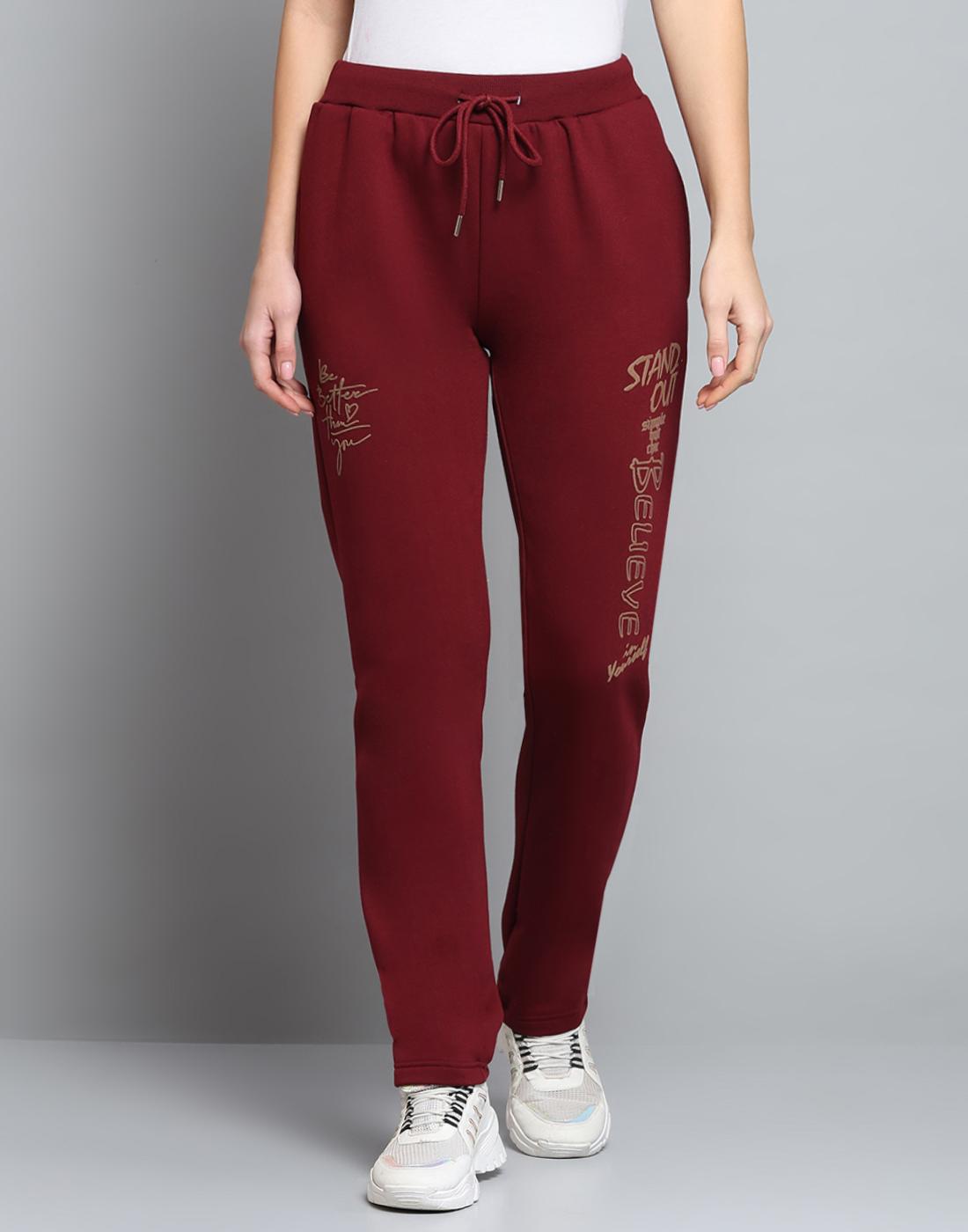 

Monte Carlo Womens Printed Wine Drawstring Mid Rise Regular Fit Lower 2XL винный