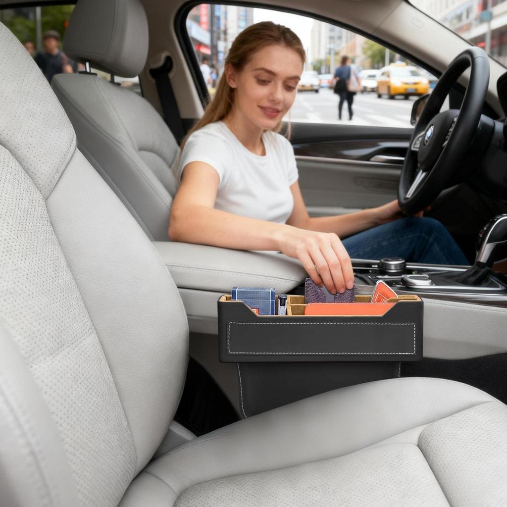 Car Seat Filler Organizer Auto Organization Storage Box Auto Side Seat Gap Storage Box For Phone Sunglasses Cards Keys Money For
