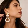 Vintage Ethnic Style Geometric Earrings: Retro Gradient Resin Patchwork Ear Studs for Women
