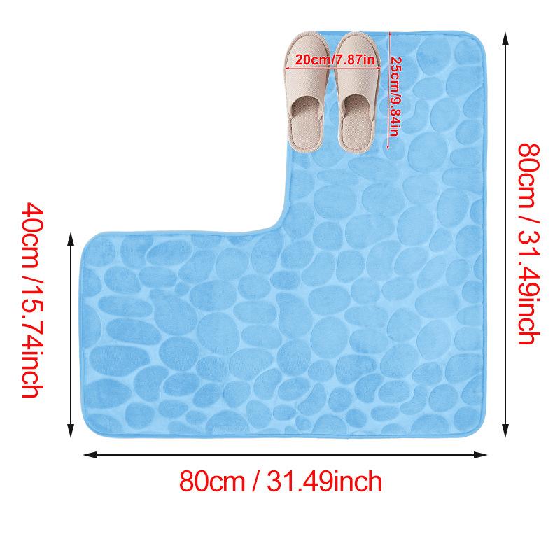 L-Shaped Bath Mat Non-Slip Flannel Memory Foam Corner Bathroom Floor Sofa Mat Absorbent Soft Rug for Shower Toilet Home Decor