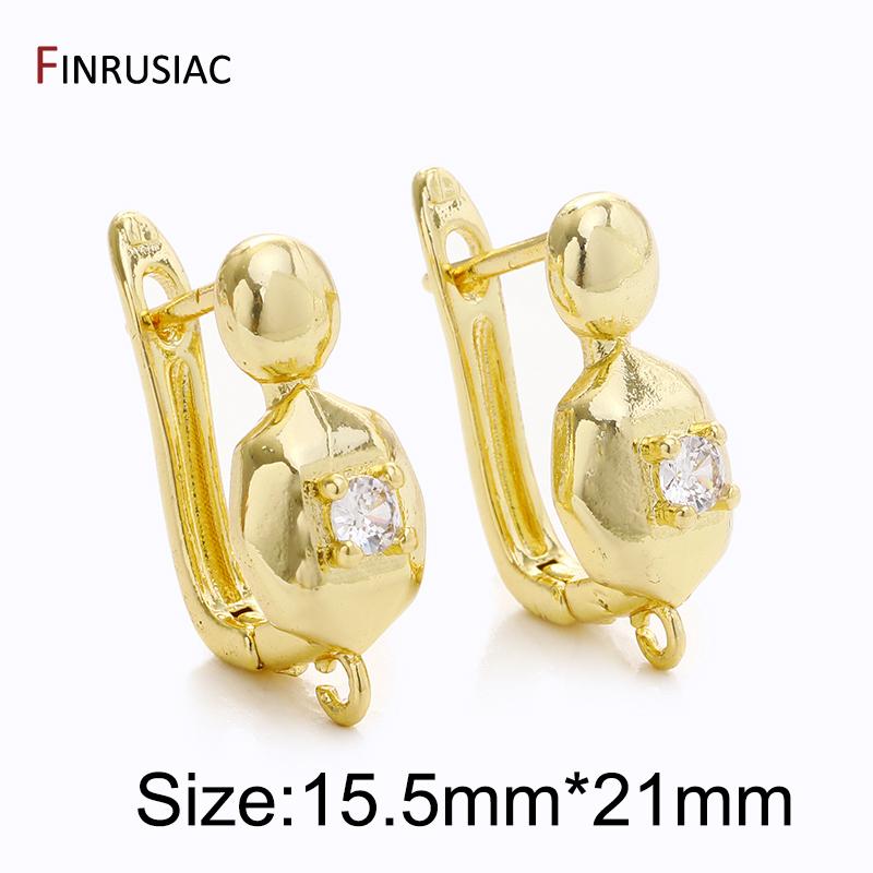 18K Gold Plated Brass Earring Fixtures,Zircon Shvenzy Ear Wire Earring Hooks For DIY Earring Jewelry Making Supplies Accessories