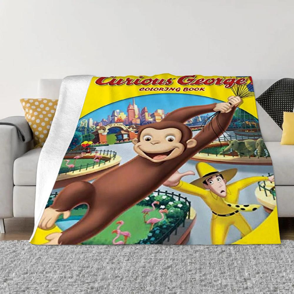 Curious George Blanket Bed Blankets & Throws Luxury Bedding Beach Towel Interior for Home Knitted Plaid Throw Knee Fluffy Soft &