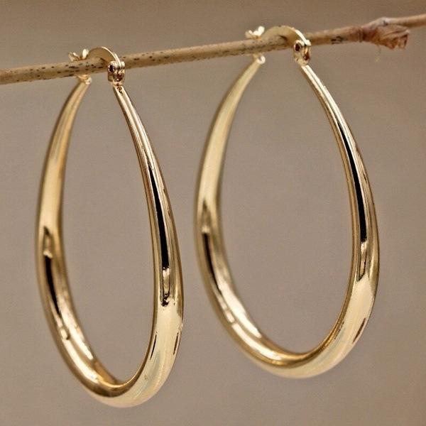 Fashion Simple Irregular Oversized Big Hoop Earrings For Women Large Thick Round Circle Earrings Hoops Punk Jewelry