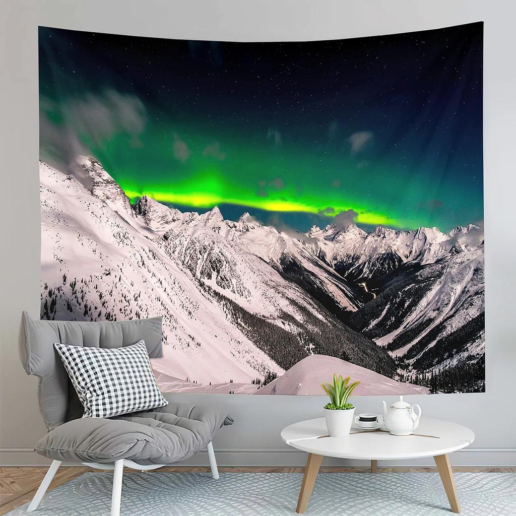 Winter Scene Tapestry Snow Trees Landscape Tapestry Snowy Summit Tapestry Wall Hanging Home Living Room Bedroom Dorm Tapestries