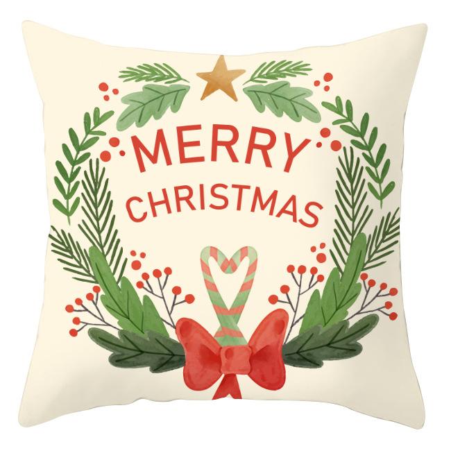 Cross-border Wholesale Christmas Pillow Covers Printed Holiday Sofa Car Pillow Waist Back Cushion Cover