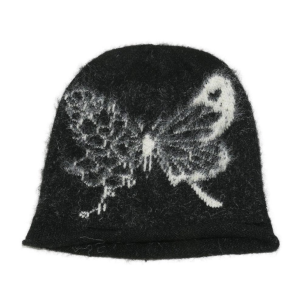 Ins Korean Version Knitted Hat Women's Winter Big Head Circumference Shows a Small Face Cold Hat Loose Bag Head Hat Butterfly Pile Hat Women