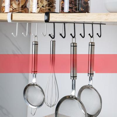 Kitchen Hook Rack Cabinet Hanging Nail Free Iron Under Hanging Scarf Wardrobe Storage Shelf Partition Organizer Shelf