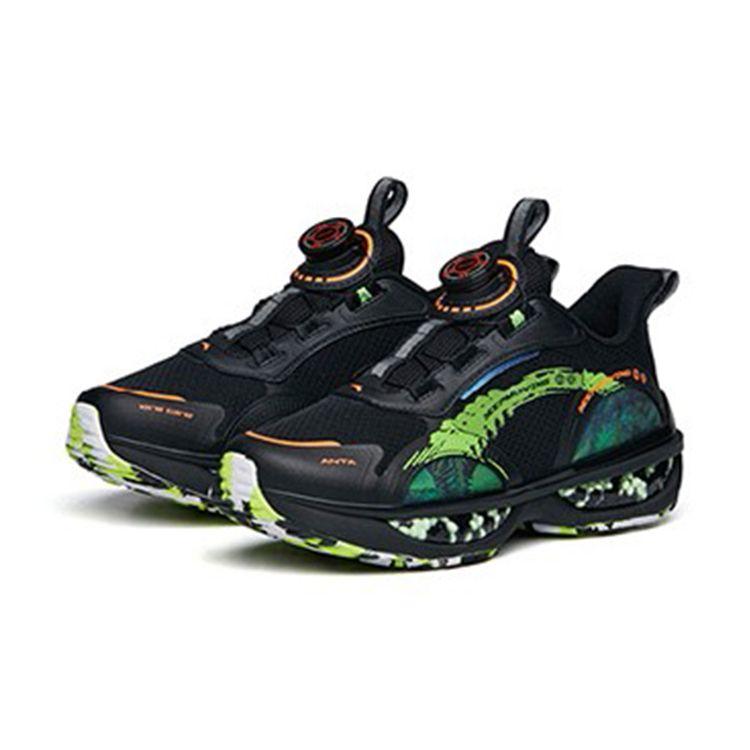 Anta Versatile Casual Shock Absorbing Non-Slip Durable Low-Top Running Shoes Kids sneaker Black Green 312145551-6