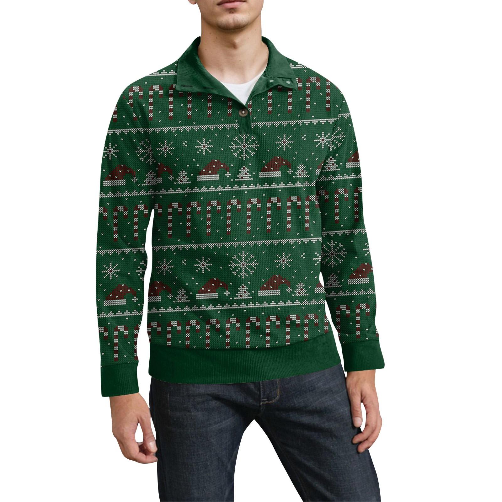 Мужская рождественская хлопковая рубашка-пуловер с длинным рукавом для активного отдыха — фото 4