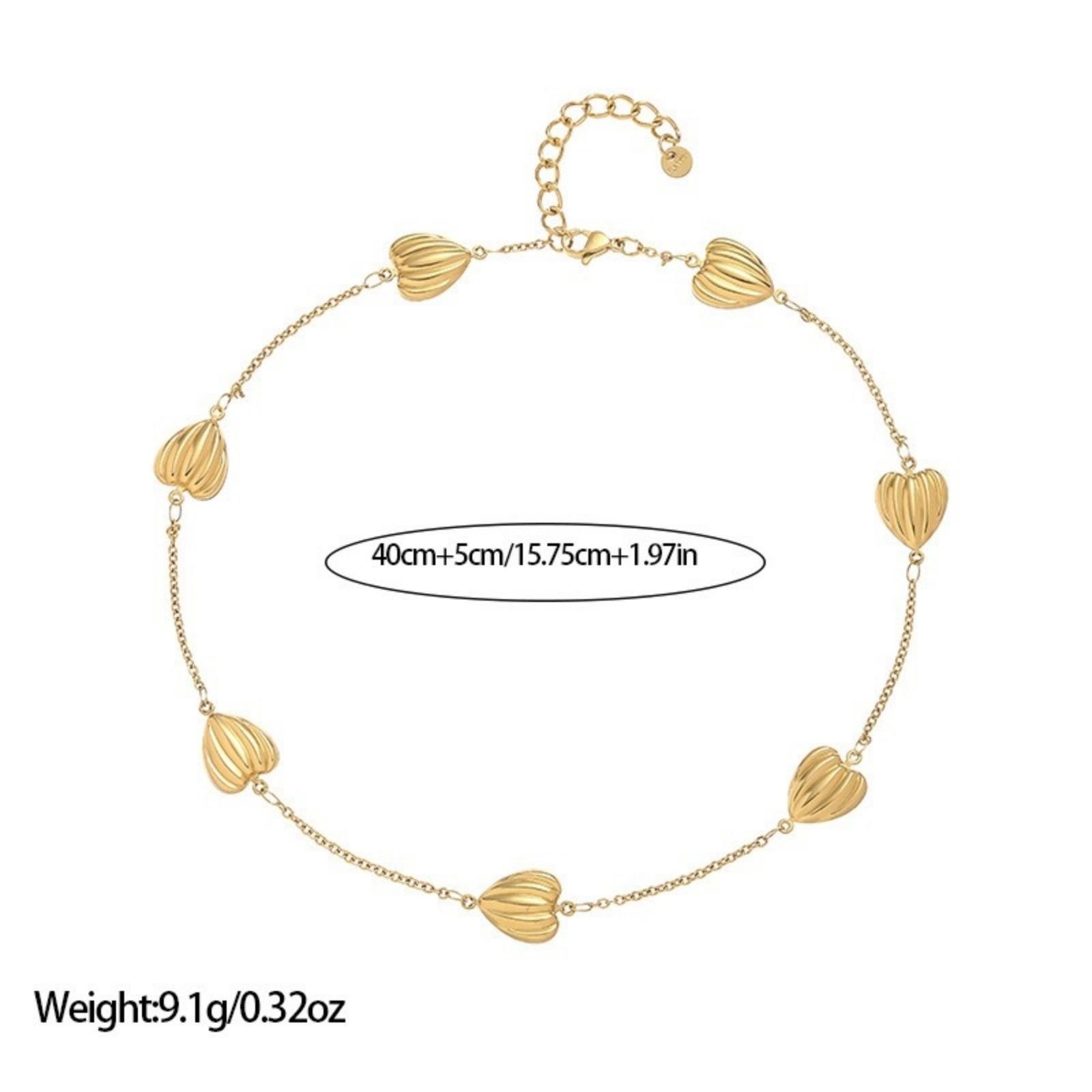 

1 Piece 18K Gold Plated Necklace 304 Stainless Steel Heart Shell Charms 40cm(15.7 ) + 5cm(2 ) For Women Stylish Exquisite Gift
