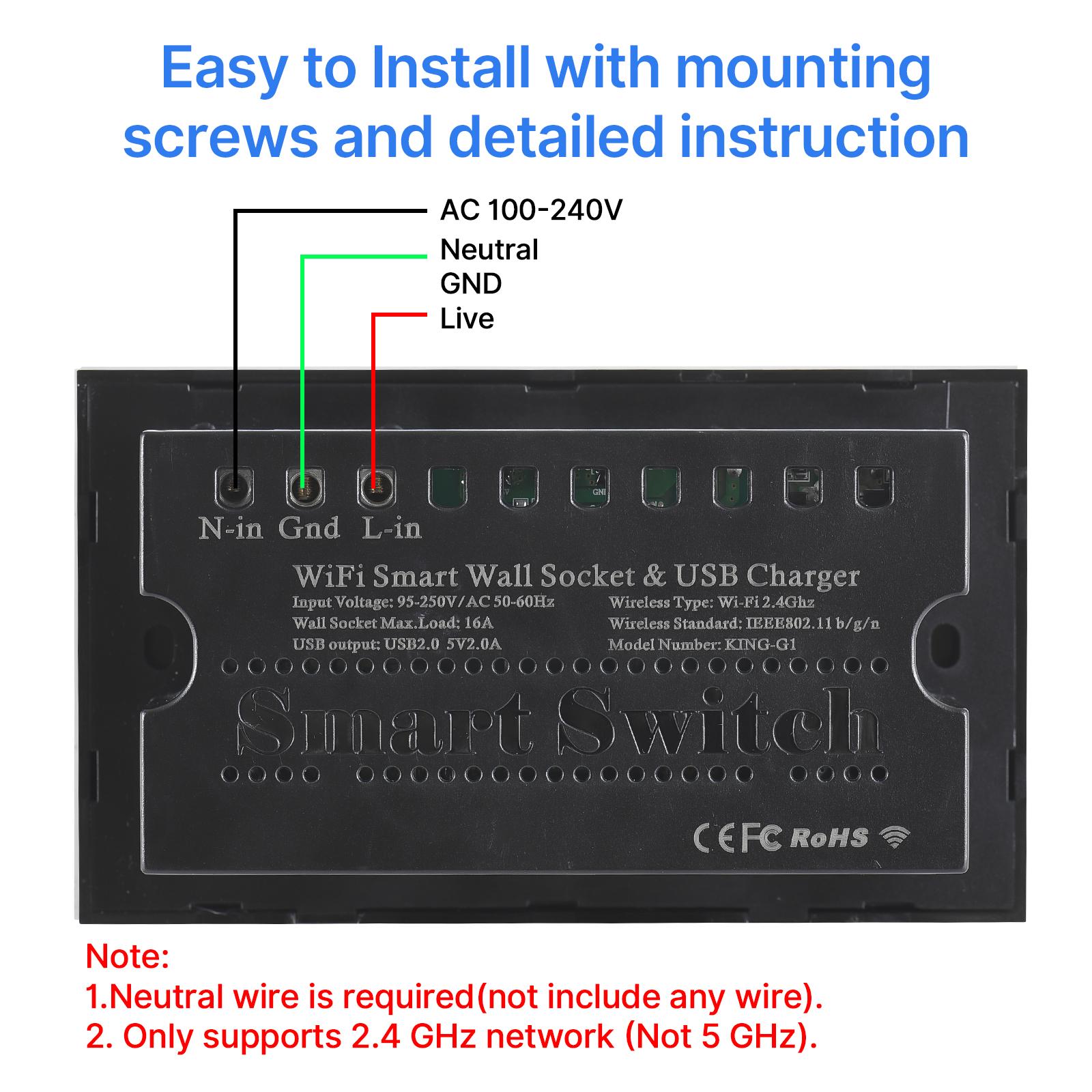 Сенсорный выключатель света WiFi Умная розетка Огнестойкая стеклянная панель Память — фото 9