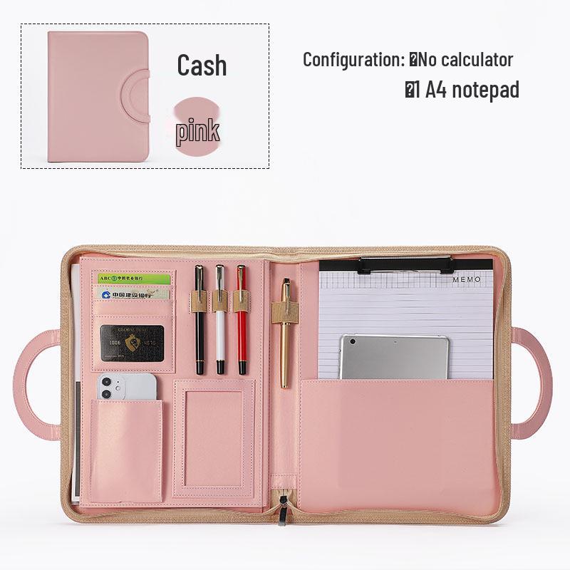 Carpeta de cremallera A4 de cuero y bloc de notas Bolsa de regalo de negocios