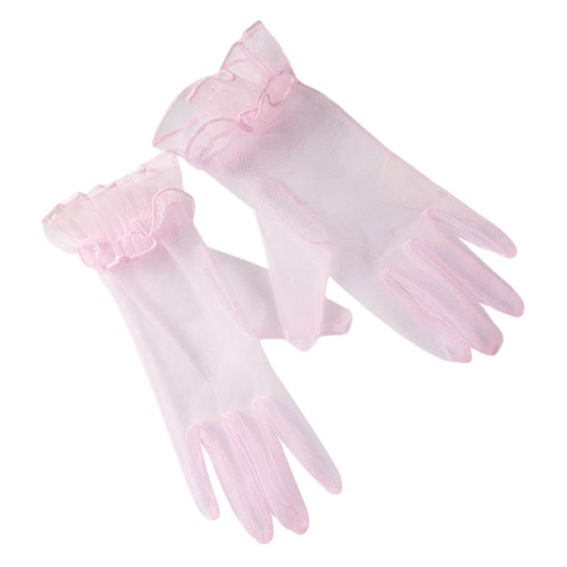 Stylish Short Gloves Full Finger Gloves Wrist Length Short Gloves Tulle Gloves Party Gloves for Prom Party Tea Parties