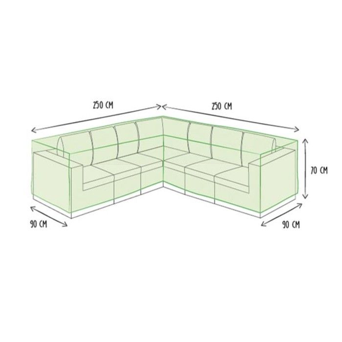 Perel garden étui pour l en forme de salon de 250 cm set, noir, 215 x 215 x 70 cm - oclsl250