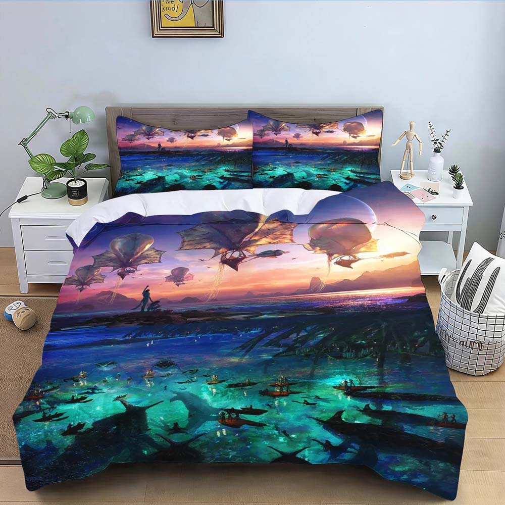 Copripiumino Federa Set Biancheria da Letto con Motivo del Film Avatar Decorazione Camera da Letto Adulto Ragazzo Ragazza Regalo di Compleanno Singolo Matrimoniale Taglia Grande