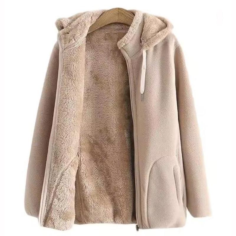 Утепленные зимние толстовки, худи, куртка, женские пальто из поларфлиса на молнии, повседневное теплое пальто для среднего возраста XXXXL