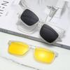6 In 1 Magnetic Clip-On Sunglasses Black Polarized Light Multiple Lens Pieces Glasses Colorful Stylish 3 Colors Frame 2202A