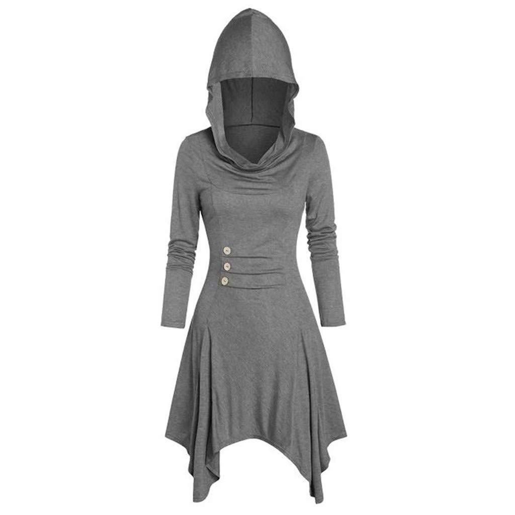 Women Costumes  Hooded Vintage Pullover High Low Bandage Long Dress Cloak