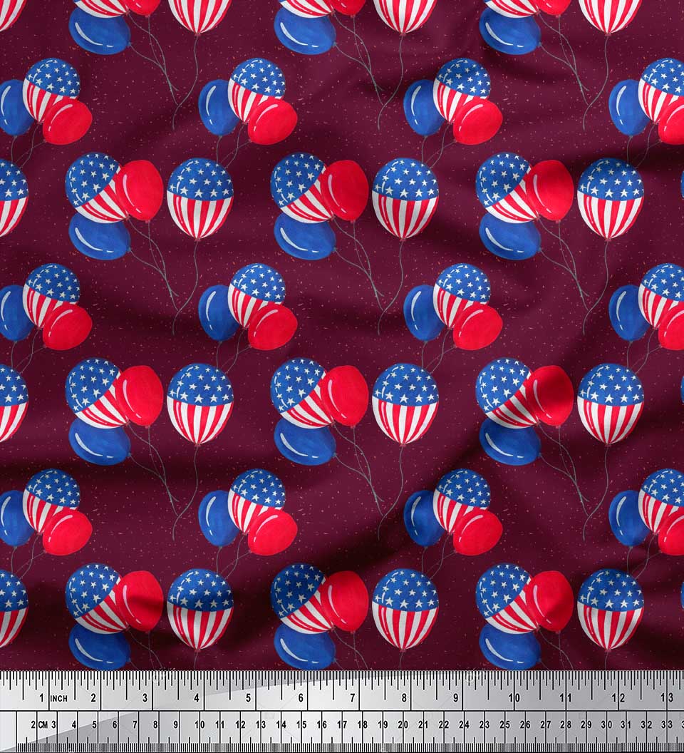 

Тканина Soimoi Blue Japan Crepe Satin Мазки пензля та повітряні кулі Святкові принти на метри 42 дюйми 42 Inch Wide - Poly Crepe фіолетовий