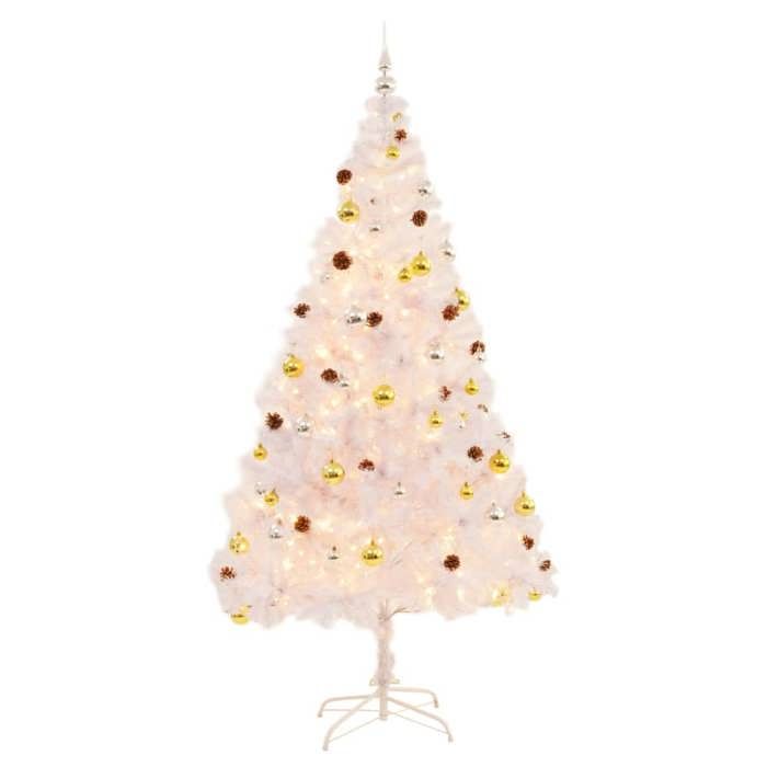 VidaXL Pre-lit Artificial Christmas Tree with Balls, Christmas Tree with LEDs, Holiday Decoration, Party Ornament 321504