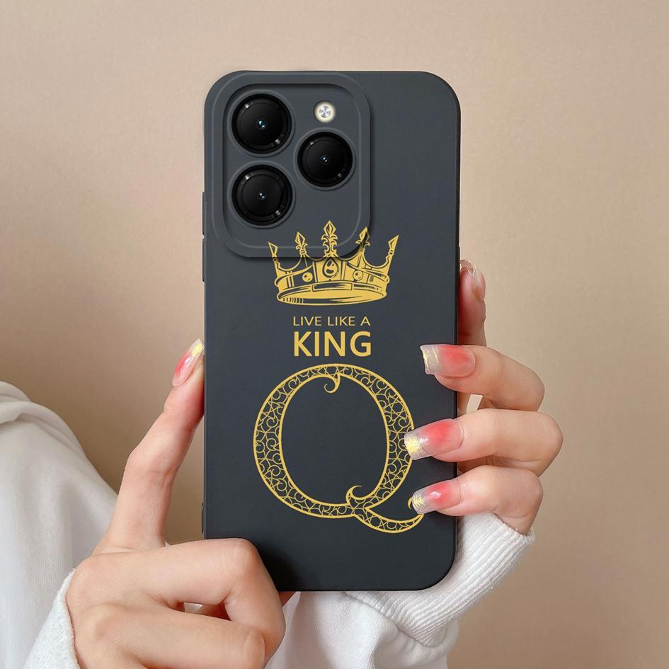 For Infinix Smart 8 Zero 30 Note 40 4G Hot 40 GT 20 Pro Itel S24 Phone Cover Bumper Anti Drop Silicone Soft Case Fashion Crown King Letters Matte Capa
