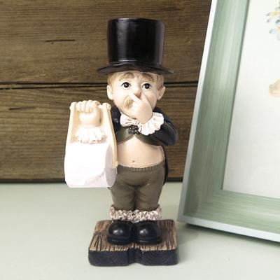 Comical Intricate Detailing Butler Statue Stable Resin Home Sculpture Home Decor