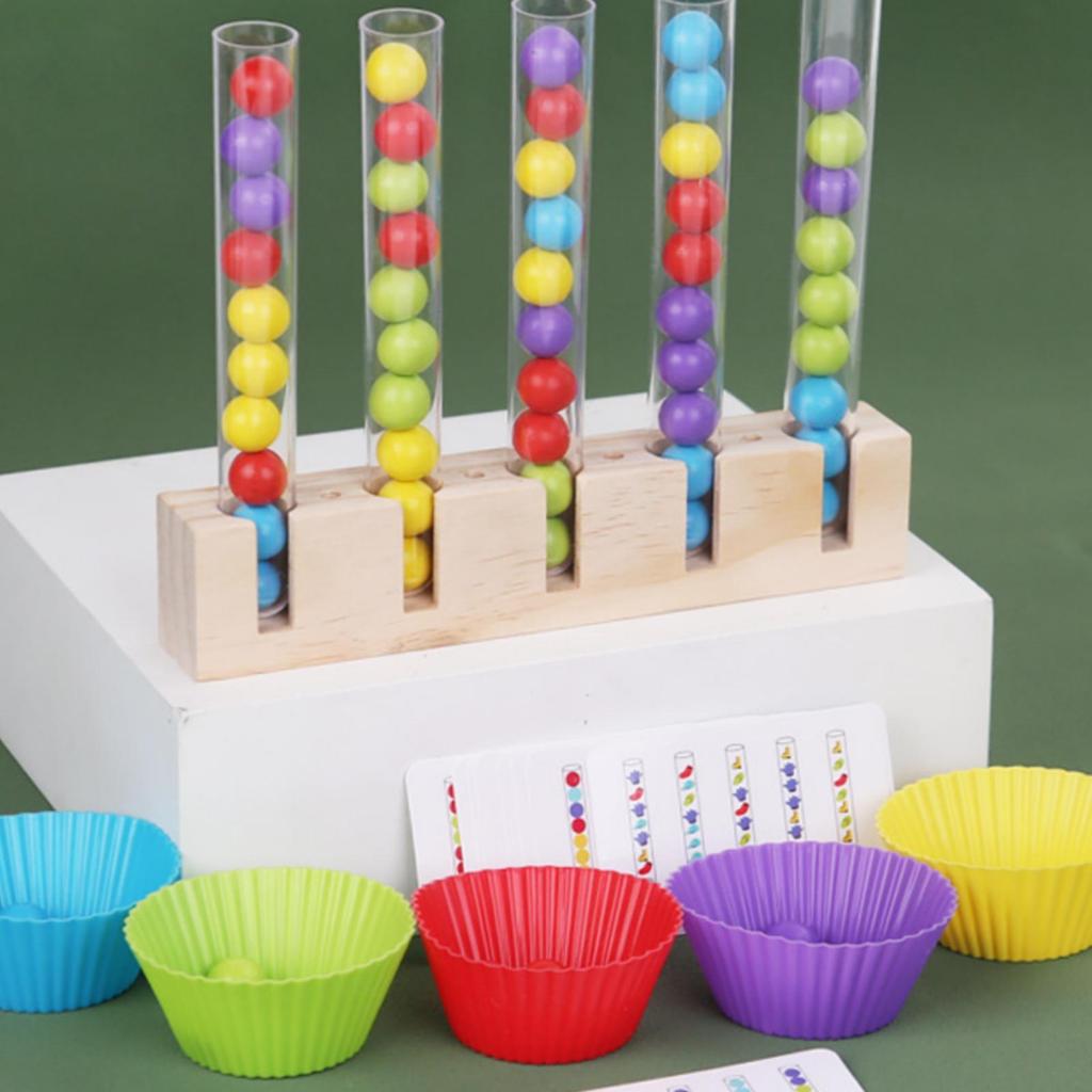 Counting Matching Toy Arithmetic Cards Bead Sorting Clear Tubes Activity Set for