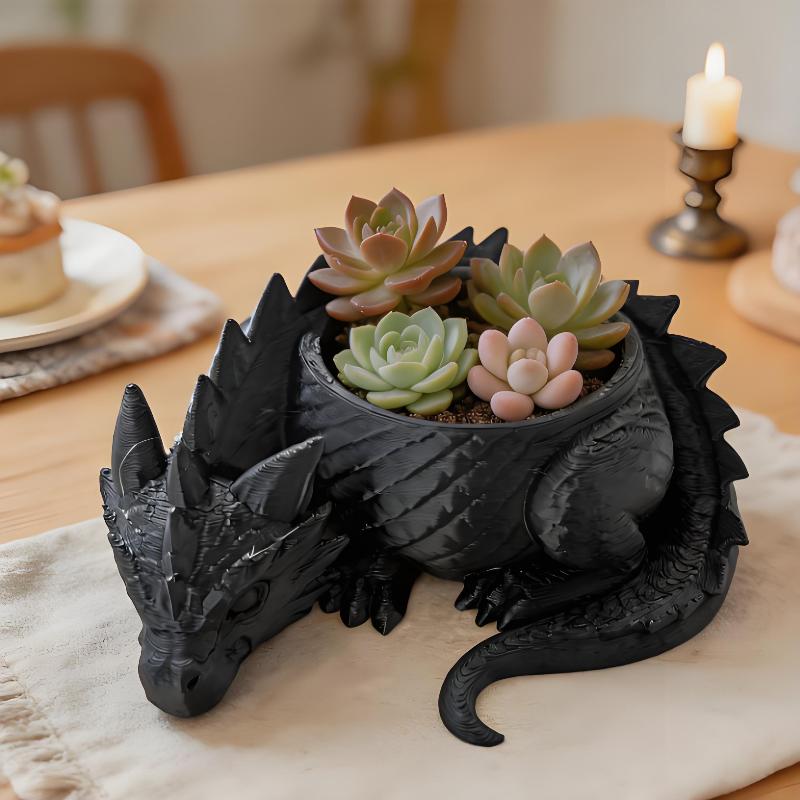 3D Printed Dragon Plant Pot Waterproof Handmade Plastic Flower Container for Cactus Balcony Desktop Decor