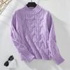 Autumn Winter Vintage Stand Collar Loose Knitwear Pullover Long Sleeve Solid Color Sweater Top