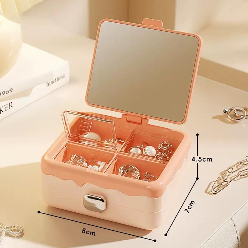 

Мини-шкатулка для хранения украшений с зеркалом Идеи подарков для подружек невесты Дорожный футляр для украшений Коробка для вечеринки в честь дня рождения Подарок на День матери розовый