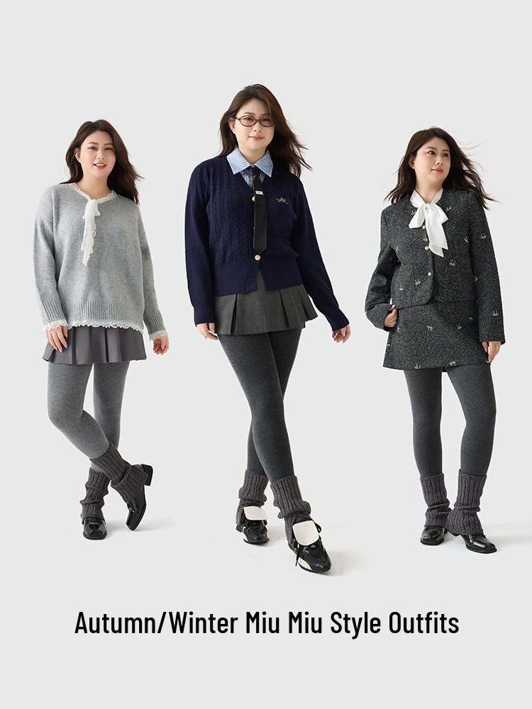 Warm Seamless High-Waisted Footed Leggings for Plus Size Women and Girls - Non-Slip Autumn/Winter