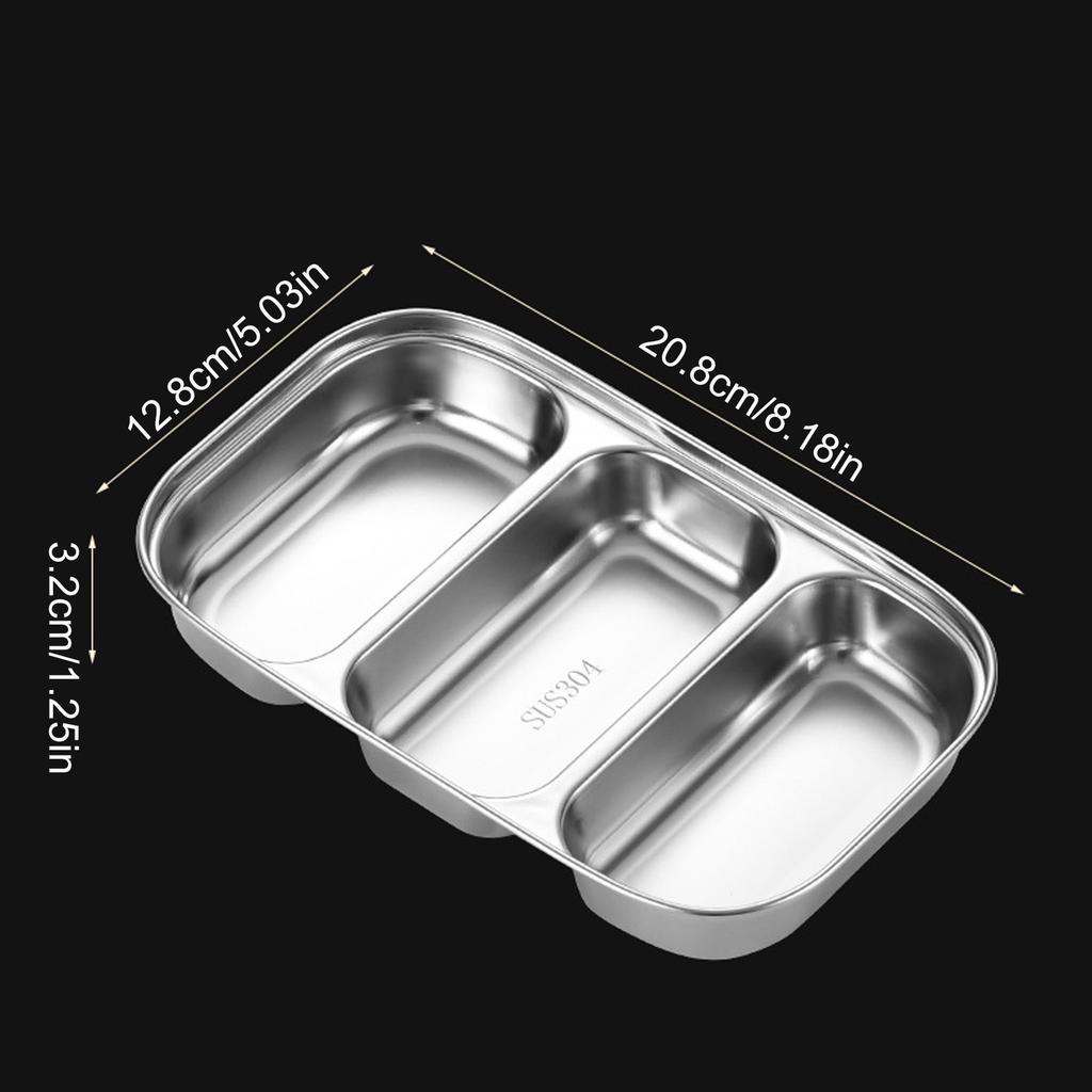 304 Stainless Steel Divided Plate with Multiple Sections Ideal for Family Meals School Lunches and Office Bento